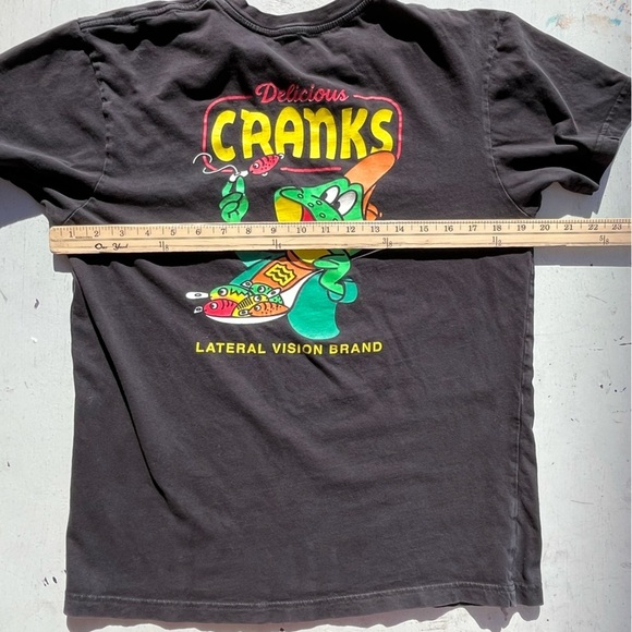 Men's Lateral Vision T-Shirt Black Cranks M Cartoon Spell-Out Anime Street Art - Picture 4 of 12